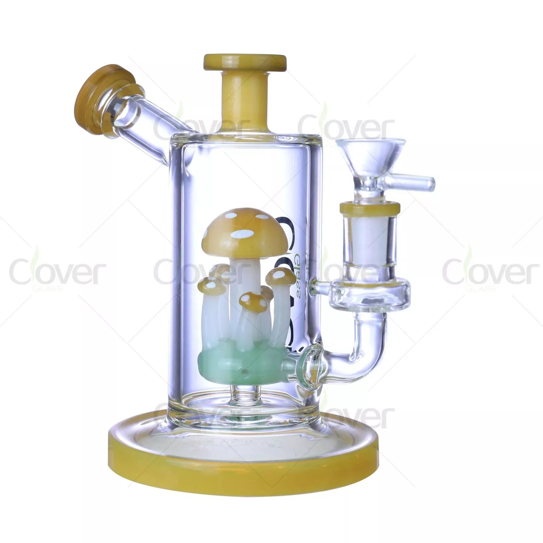 Clover Glass 5.9″ 5mm Thick Mushroom Perc Cylinder Glass Water Pipe