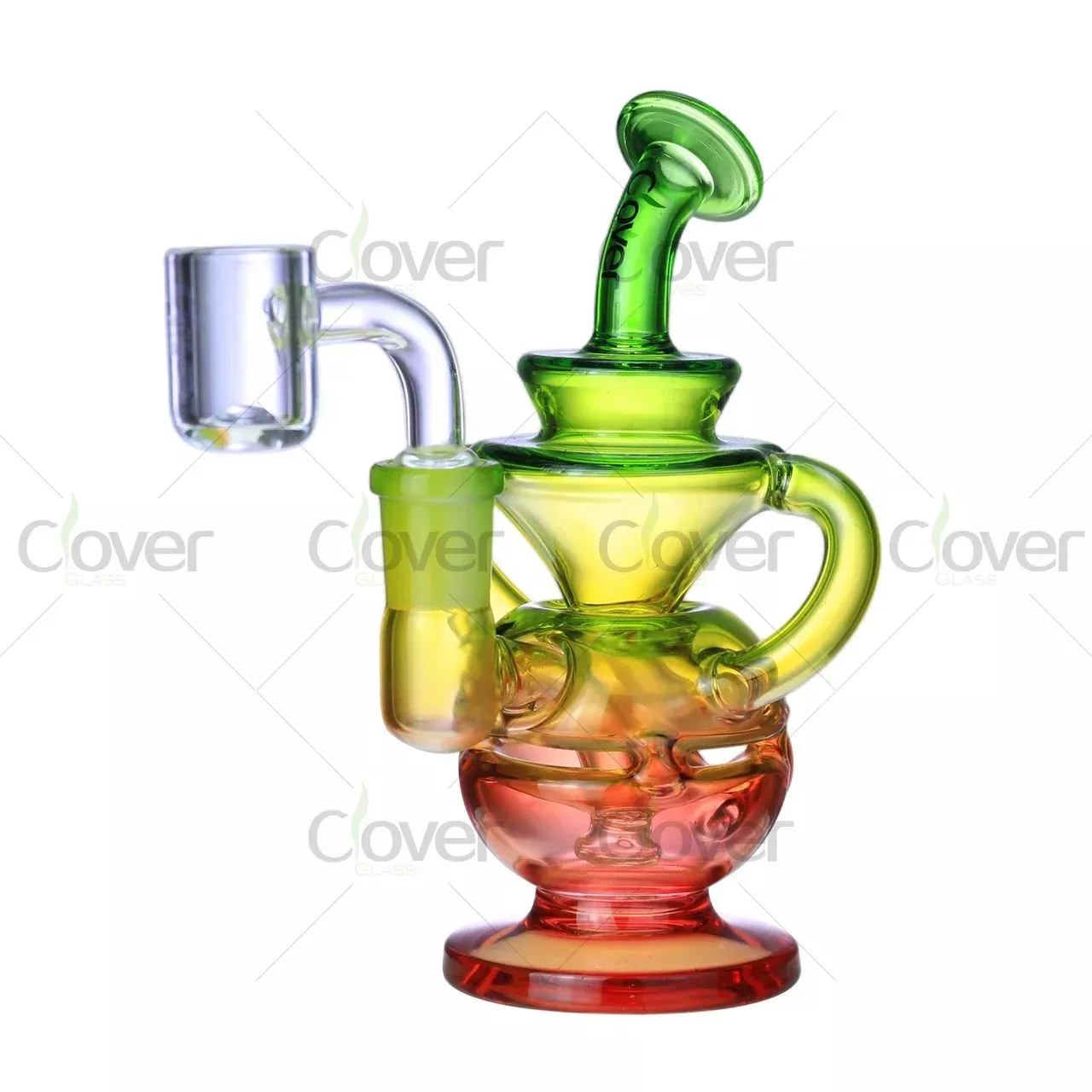 Clover Glass 5.9″ Compact Recycler Dab Rig – 5mm Thick Glass, Vortex Loop Design