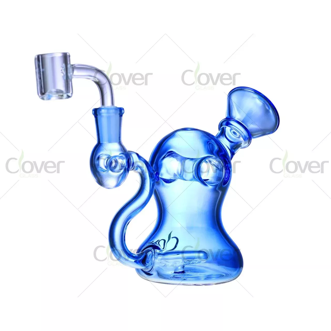 Clover Glass 5.9″ Mini Hourglass Dab Rig – Compact 5mm Thick Borosilicate Glass with Sidecar Mouthpiece