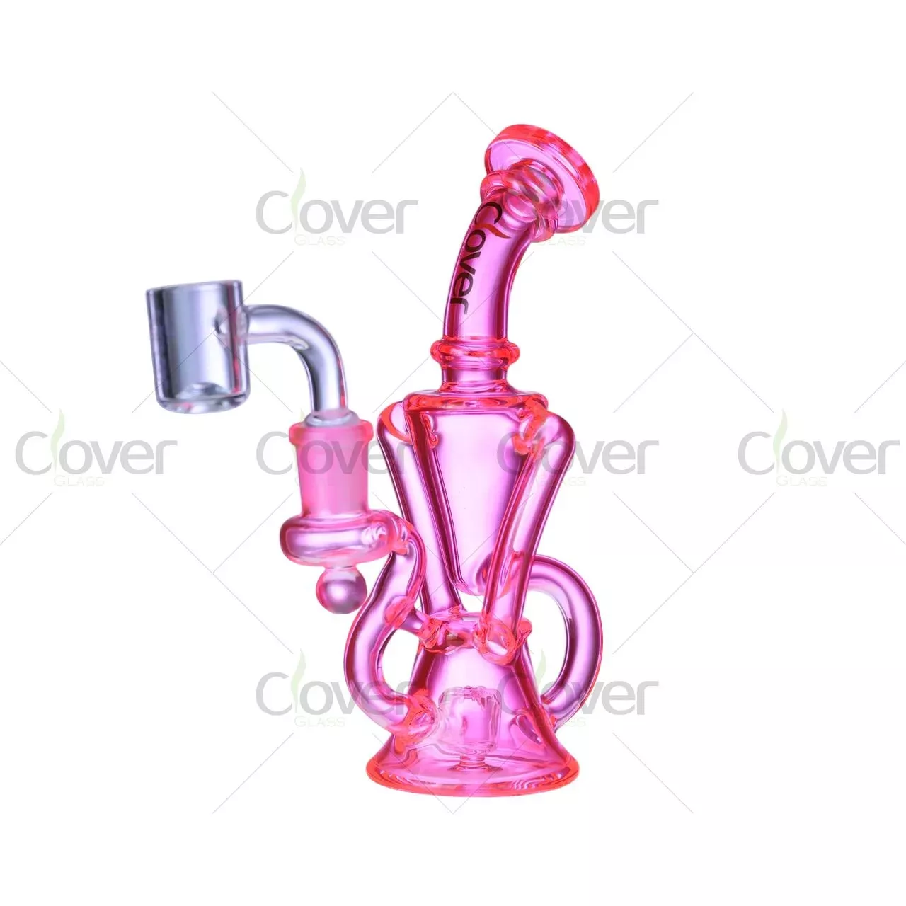 Clover Glass 6.7″ Twisted Inline Recycler Dab Rig – Thick 5mm Durable Glass, Bent Neck Design