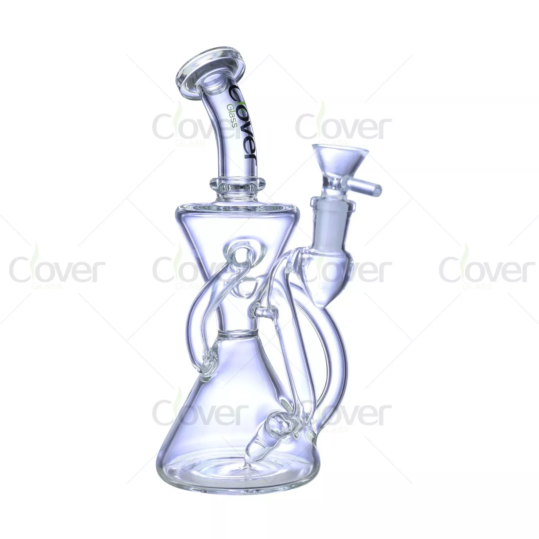 Clover Glass 8.27″ 5mm Thick Recycler Glass Water Pipe