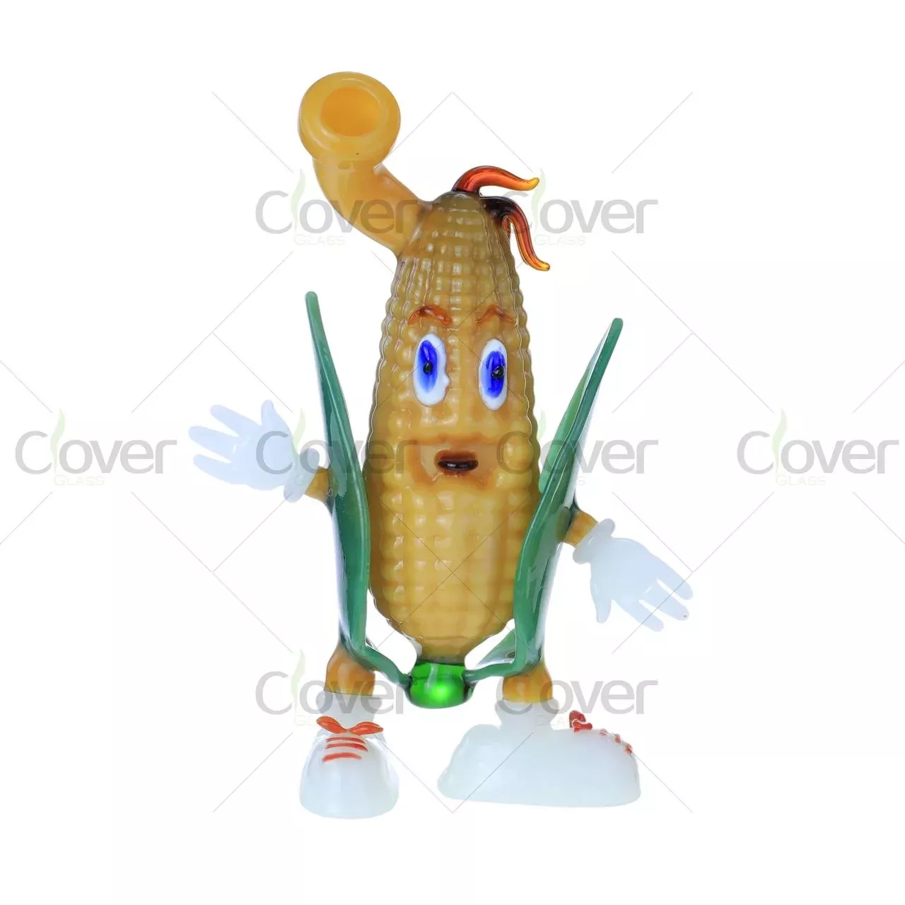 Clover Glass 8.66″ Corn Character Dab Rig – Handcrafted 3D Cartoon Glass Rig (5mm Thick)