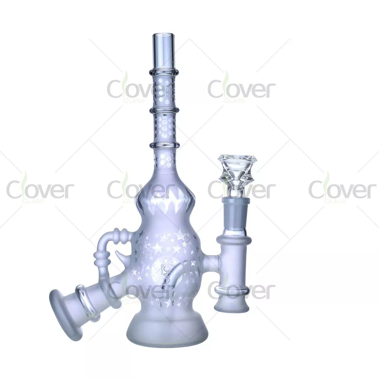 Clover Glass 8.66″ Starry Sandblasted Dual Arm Bong – 3mm Thick