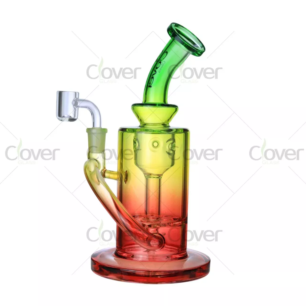 Clover Glass 8.85″ Recycler Dab Rig with Robot Perc – 5mm Thick Gradient Glass