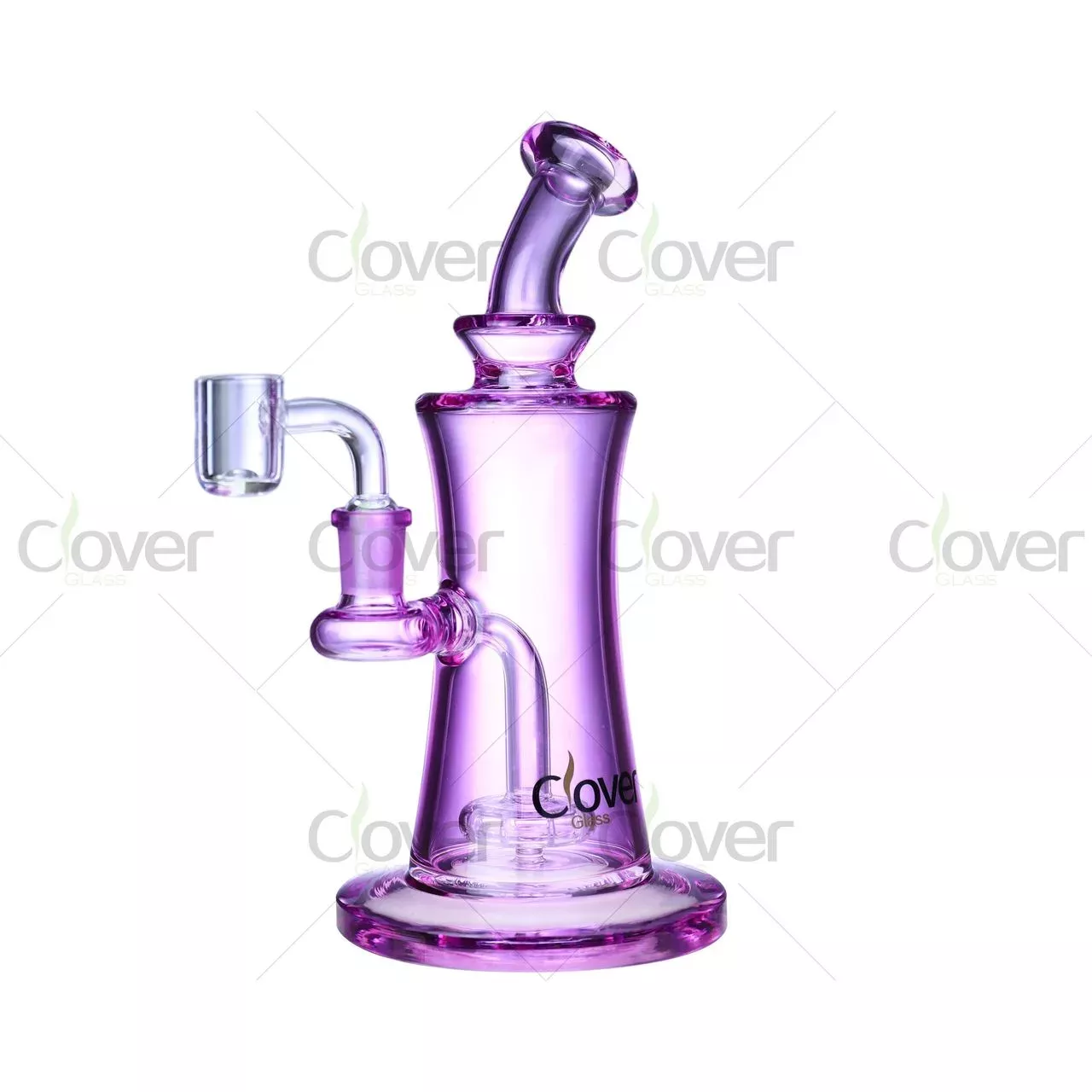 Clover Glass 9.05″ Thick Base Hourglass Dab Rig with Reinforced Bent Neck