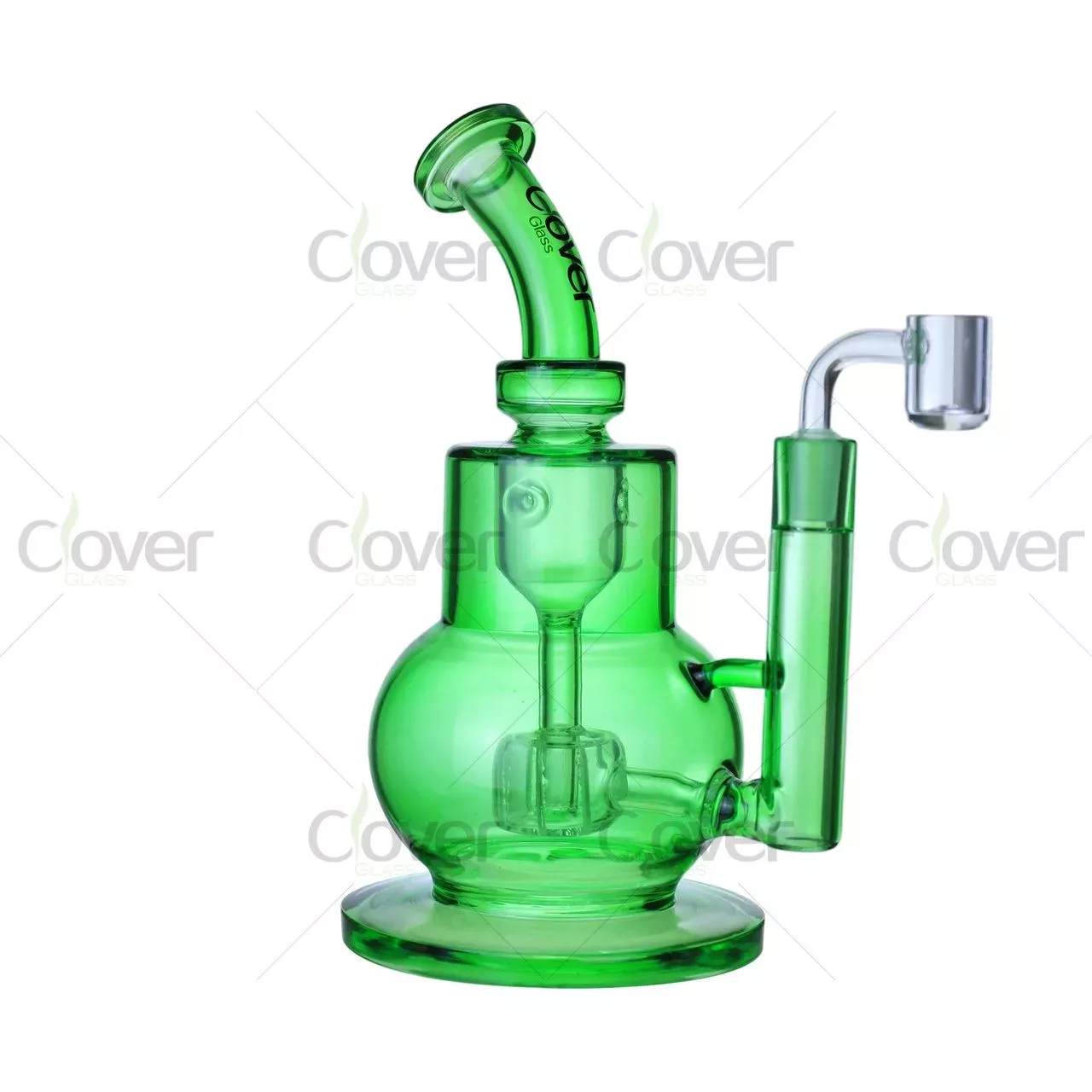 Clover Glass 9.25″ Bubble Base Dab Rig with Matrix Perc & Sidecar Neck
