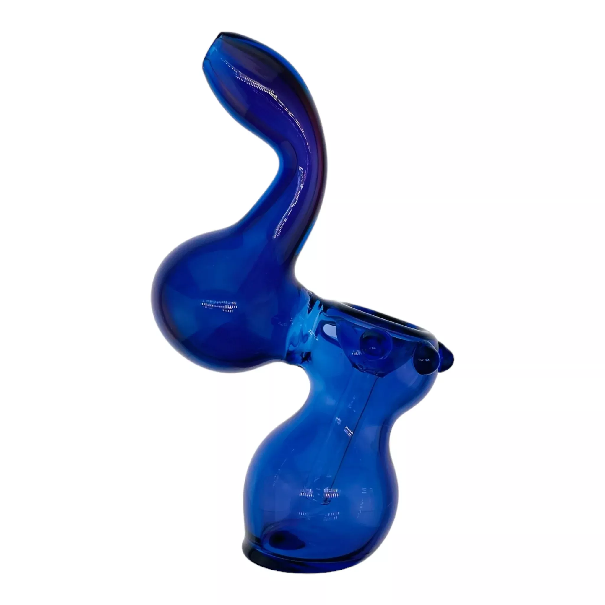 Cobalt Blue Stand Up Glass Bubbler Water Pipe