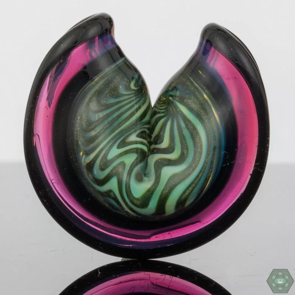 Colorful Wig-Wag Tech Fortune Cookie Glass Pendant #3 by Dux Glass