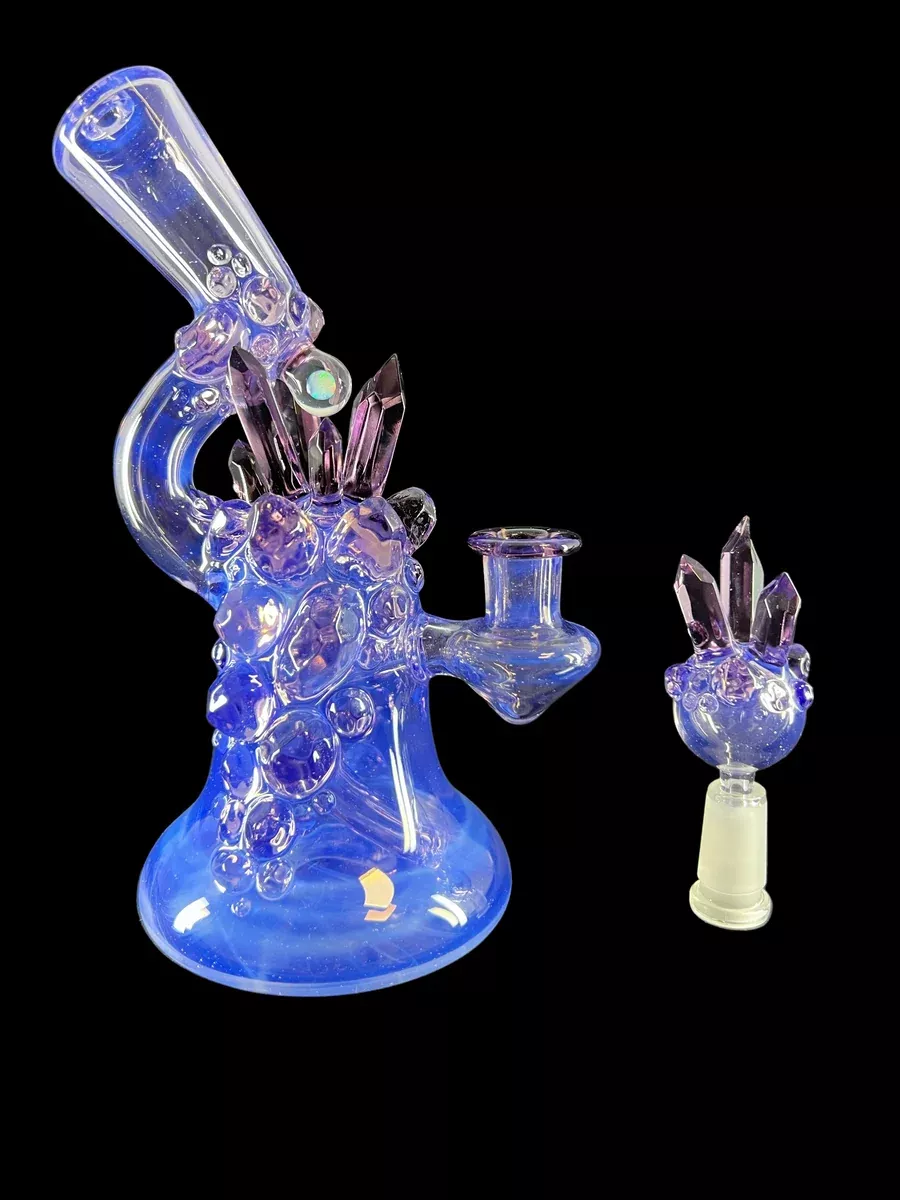 Crystal Cluster Rig & Bubble Cap - Blue/Purple | Artistic Northern Waters Glass