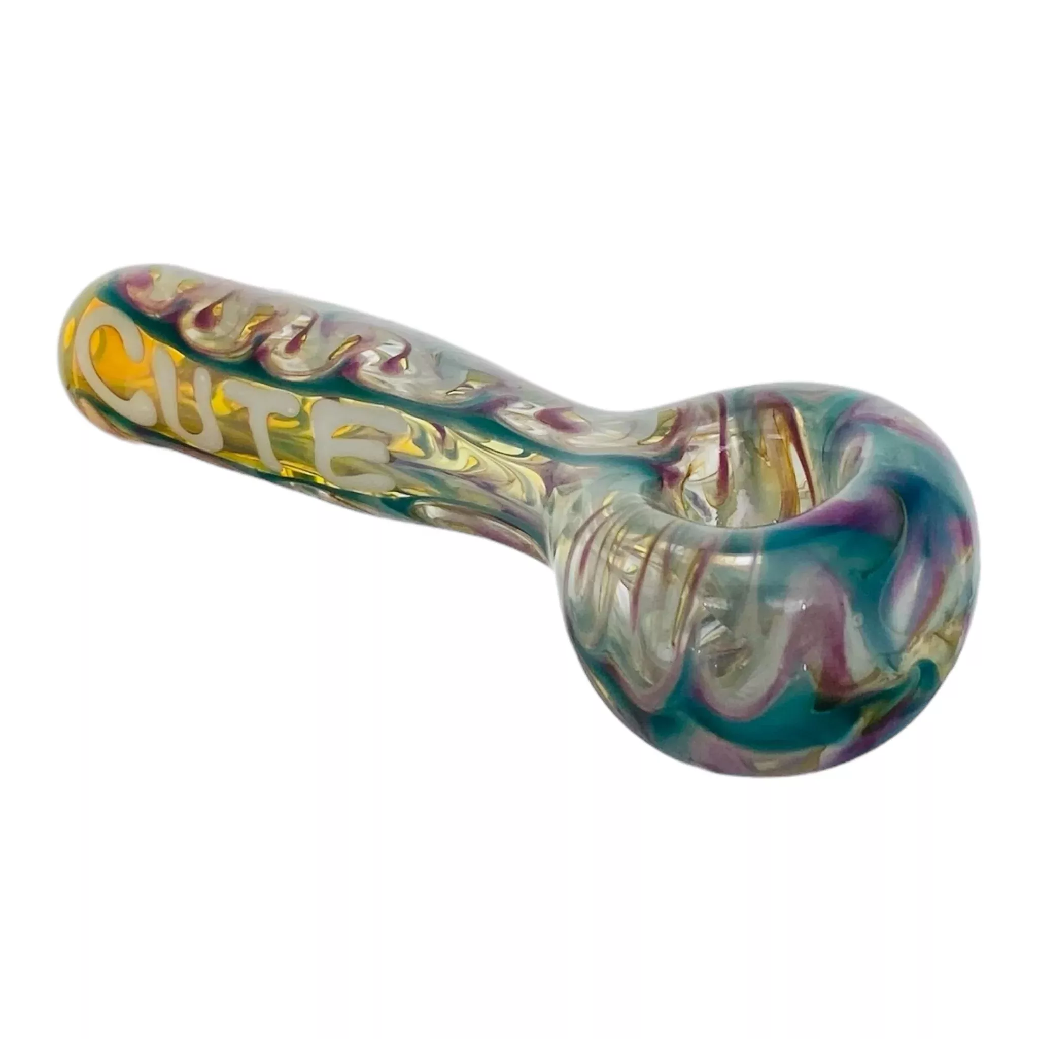 Cute Glass Hand Pipe With Purple And Blue Wrap And Rake