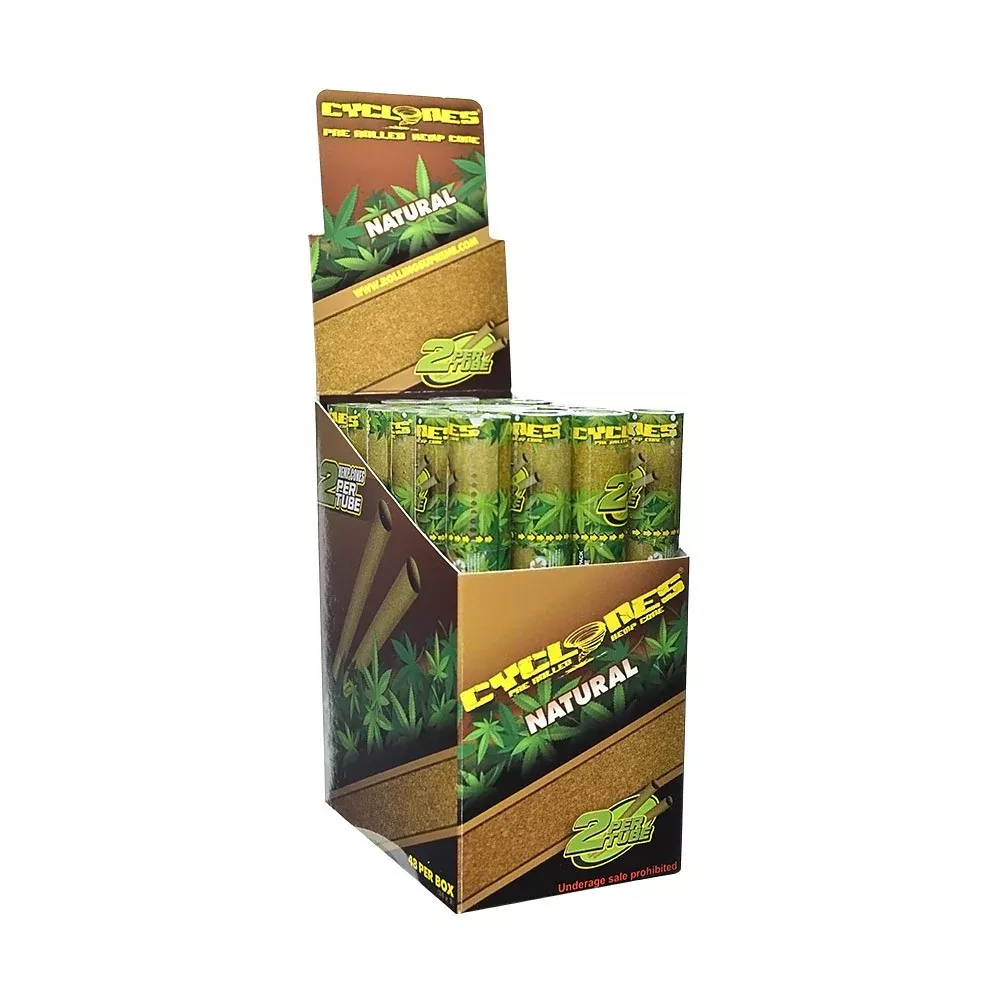 Cyclones Natural Hemp Cones – Pre-Rolled 24ct Display Box