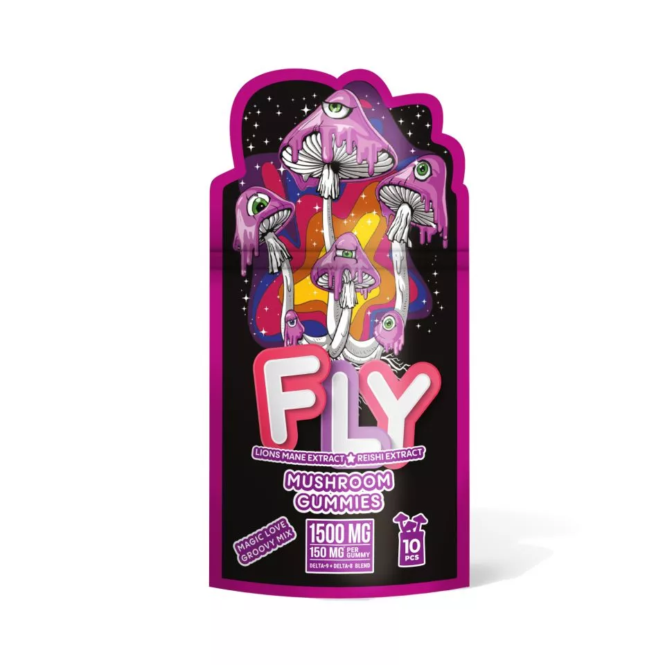 D8, D9, Lion's Mane, Reishi Gummies - 150mg - Magic Love Groovy Mix - Fly