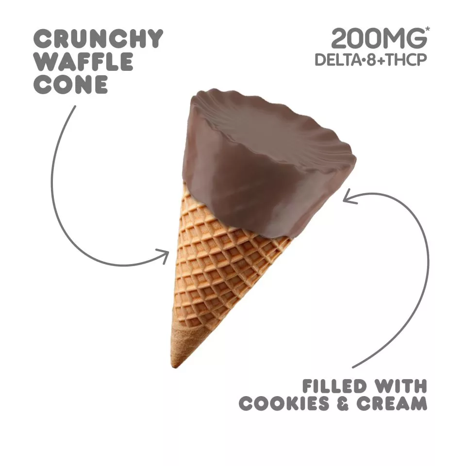 D8 & THCP Waffle Cones - 200mg - Cookies & Cream - Chill Plus