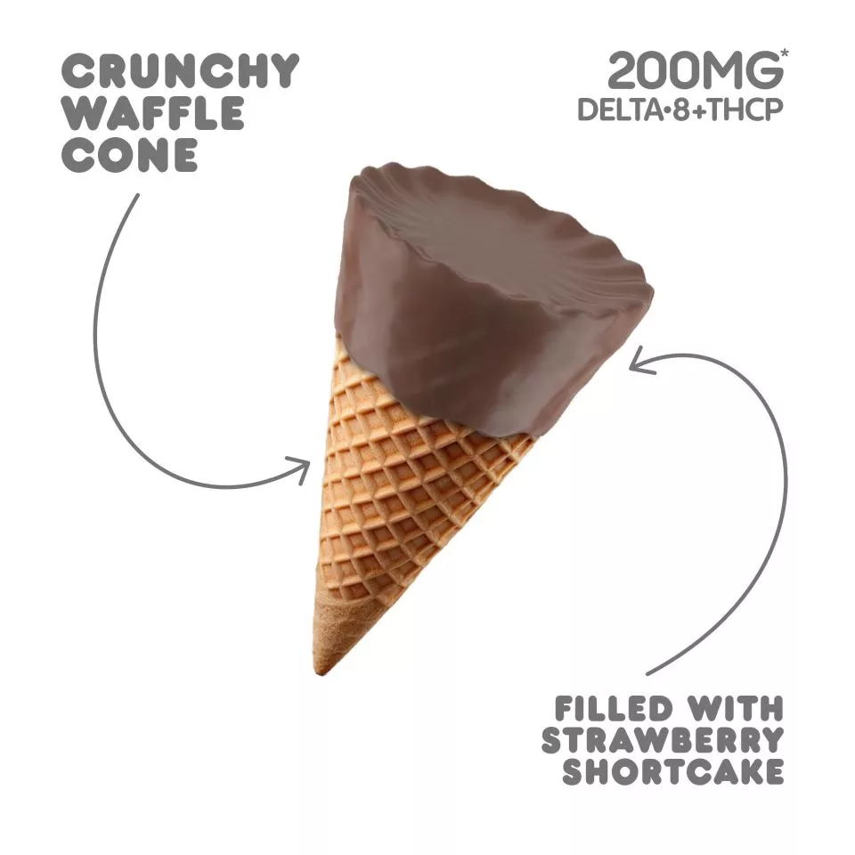 D8 & THCP Waffle Cones - 200mg - Strawberry Shortcake - Chill Plus