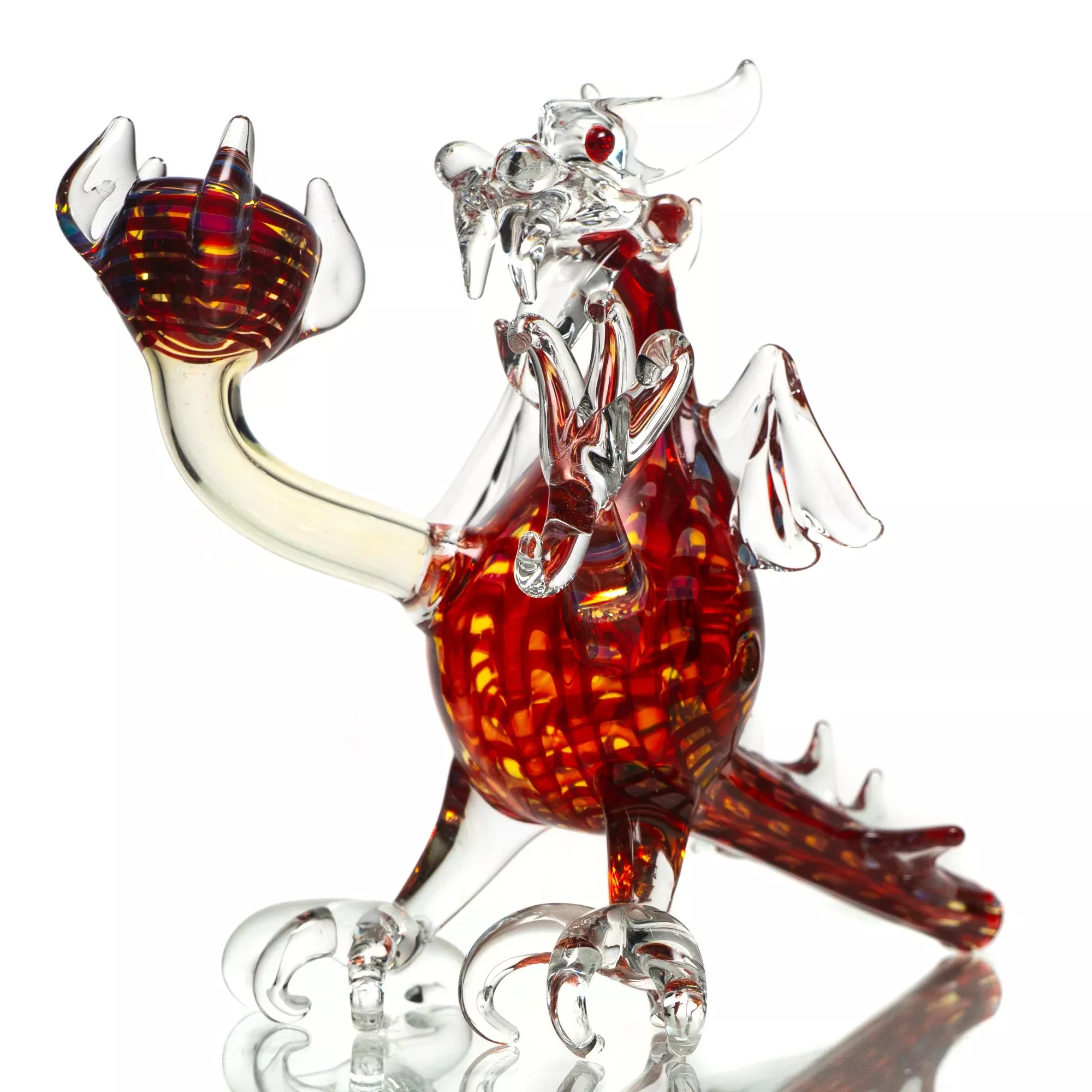 Daniels Glass Art - Standing Dragon Dry Pipe - Red w / Fume