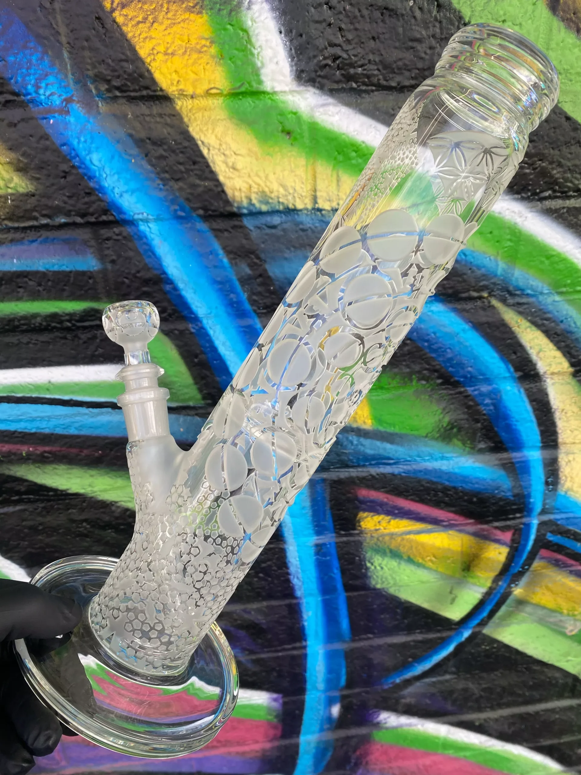 Deep Carved Sacred Geometry Waterpipe by Liberty 503 X RAD Glass
