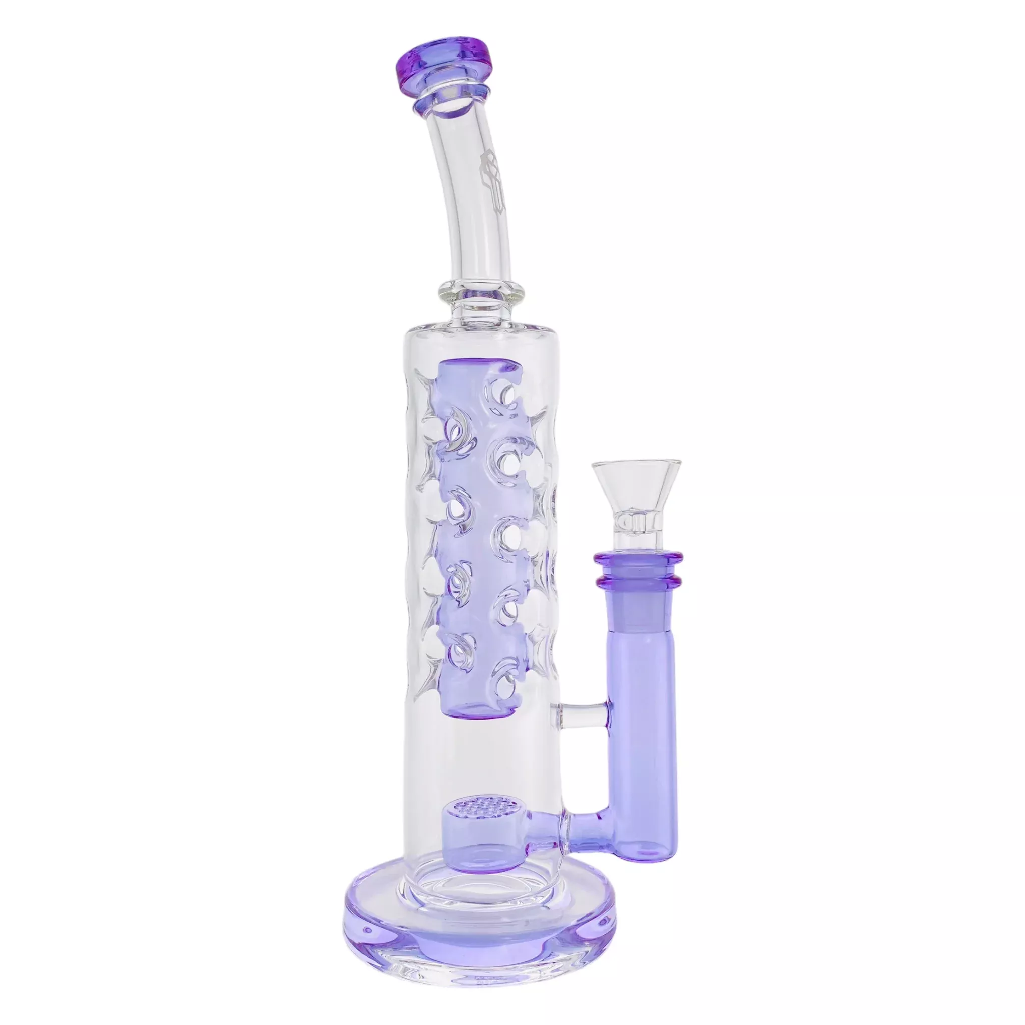 Deluxe Glass - CFL Reactive Large Straight Fab Bong Dab Rig With Seed Of Life Perc