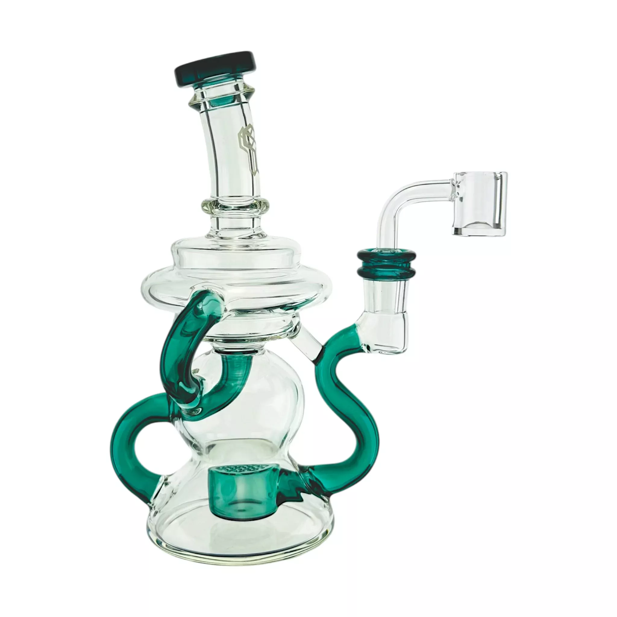 Deluxe Glass - Lake Green Klein Recycler Dab Rig Water Pipe With Seed of Life Percolator