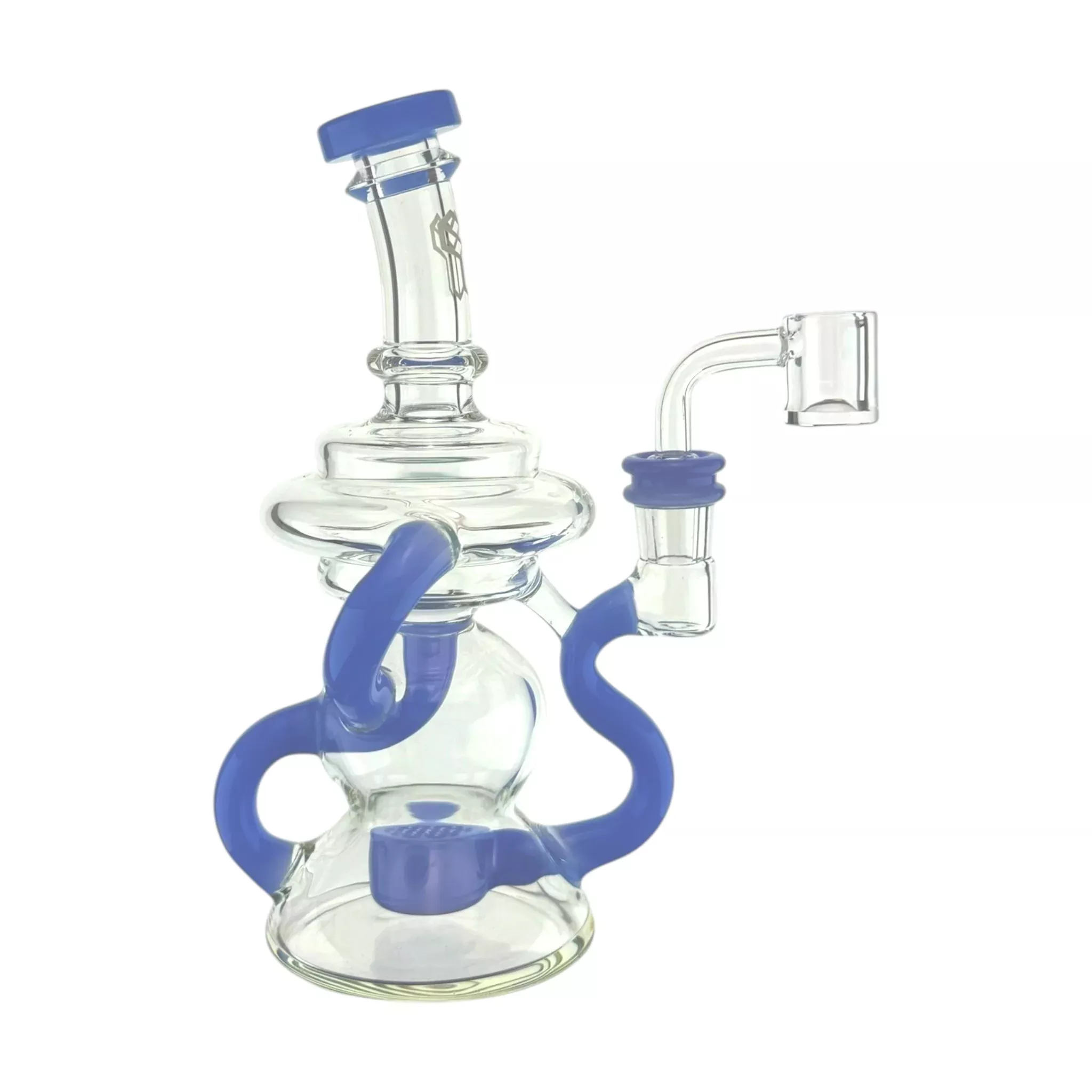 Deluxe Glass - Periwinkle Klein Recycler Dab Rig Water Pipe With Seed of Life Percolator