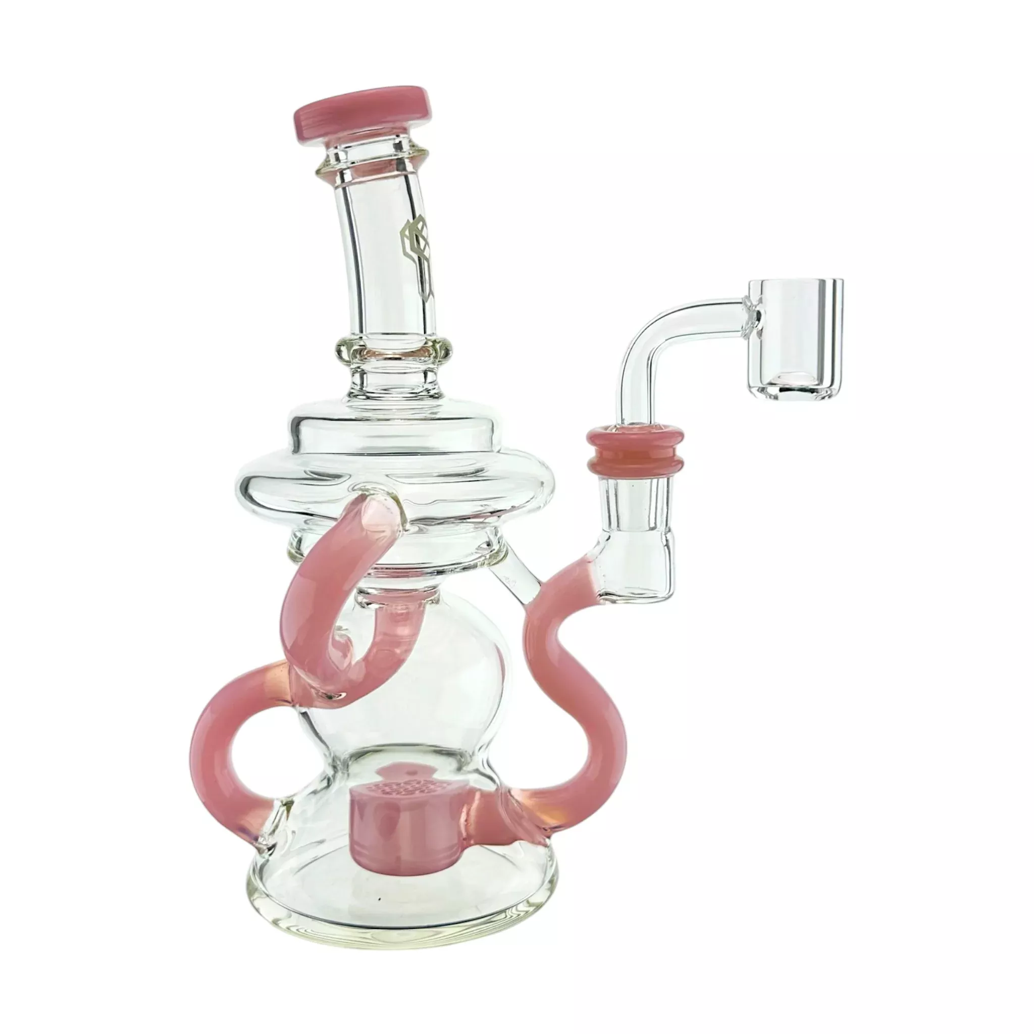 Deluxe Glass - Pink Klein Recycler Dab Rig Water Pipe With Seed of Life Percolator