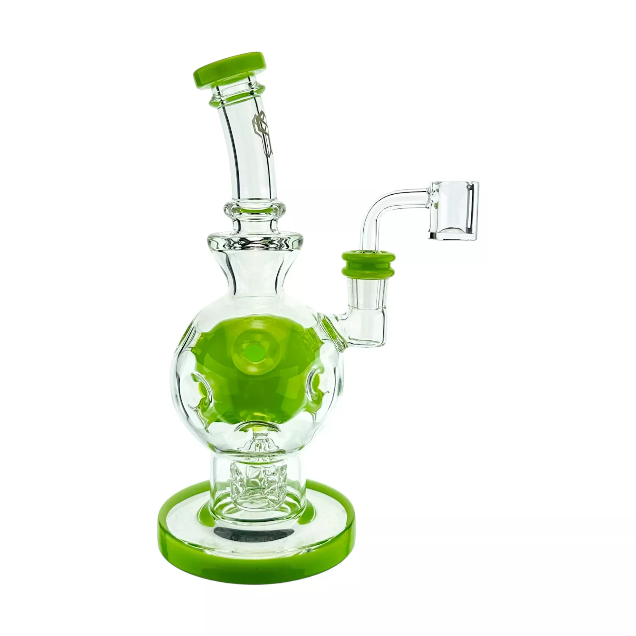 Deluxe Glass - Slyme Green Fab Egg Dab Rig Water Pipe With Seed of Life Perc