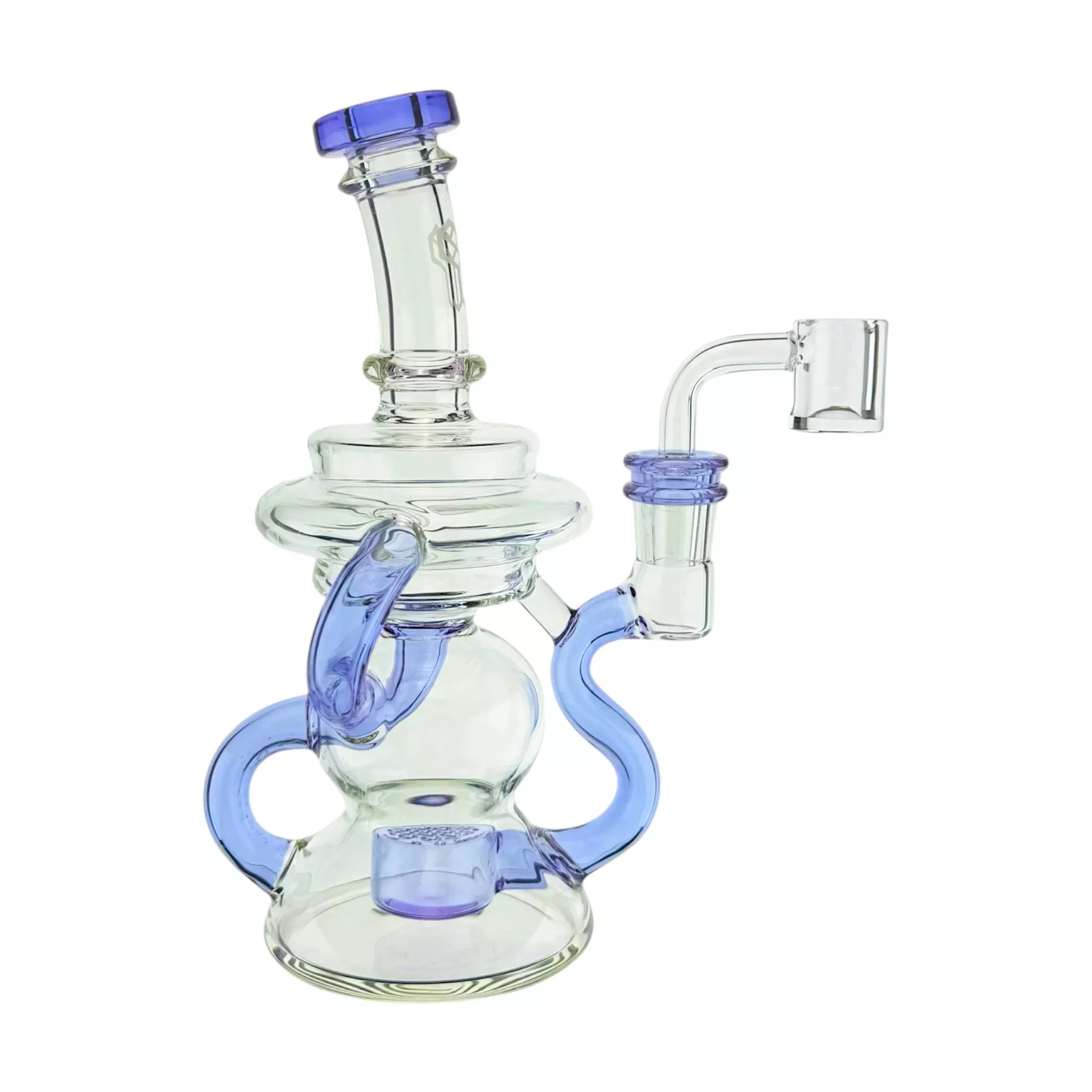 Deluxe Glass - Translucent Purple Klein Recycler Dab Rig Water Pipe With Seed of Life Percolator
