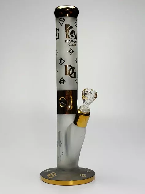 Diamond Glass 15'' gold and white straight tube
