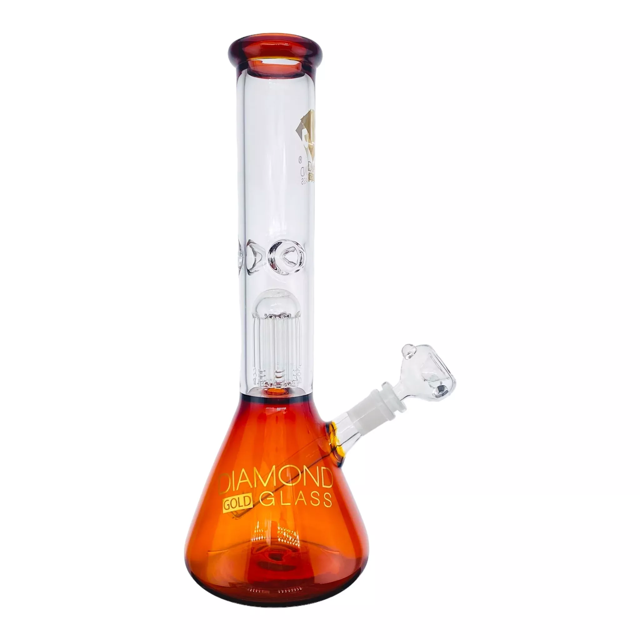 Diamond Glass Bong - Amber Brown 14 Inch Beaker Bong With Tree Perc