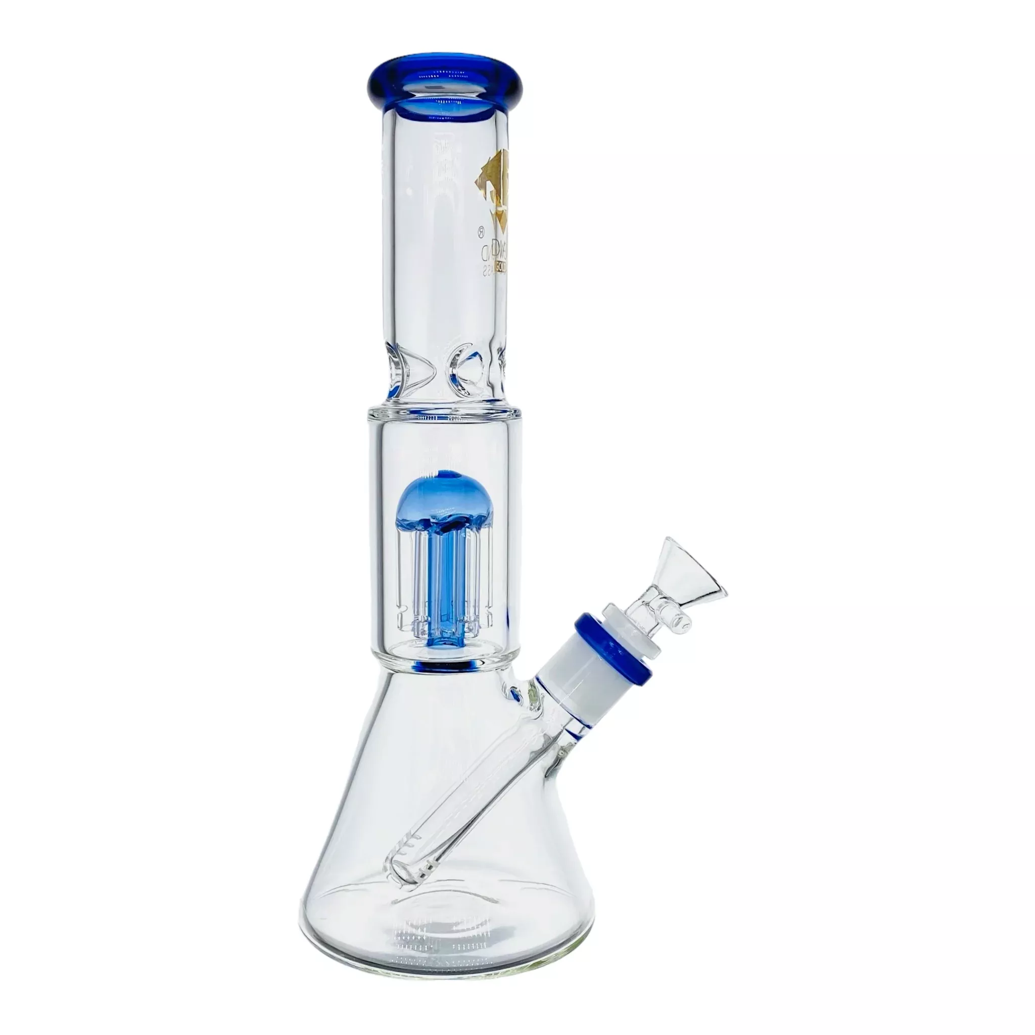 Diamond Glass Bong - Blue 11 Inch Beaker Bong With Tree Perc