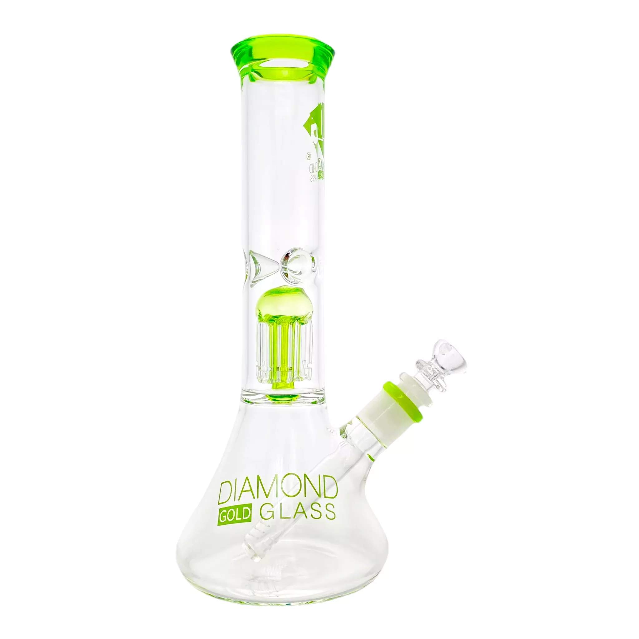 Diamond Glass Bong - Green 12 Inch Beaker Bong With Tree Perc