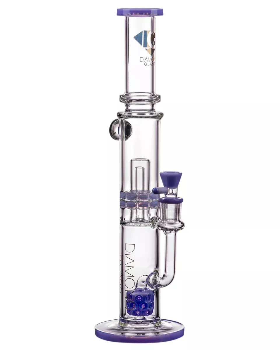 Diamond Glass Bubble Barrel to UFO Perc Straight Tube