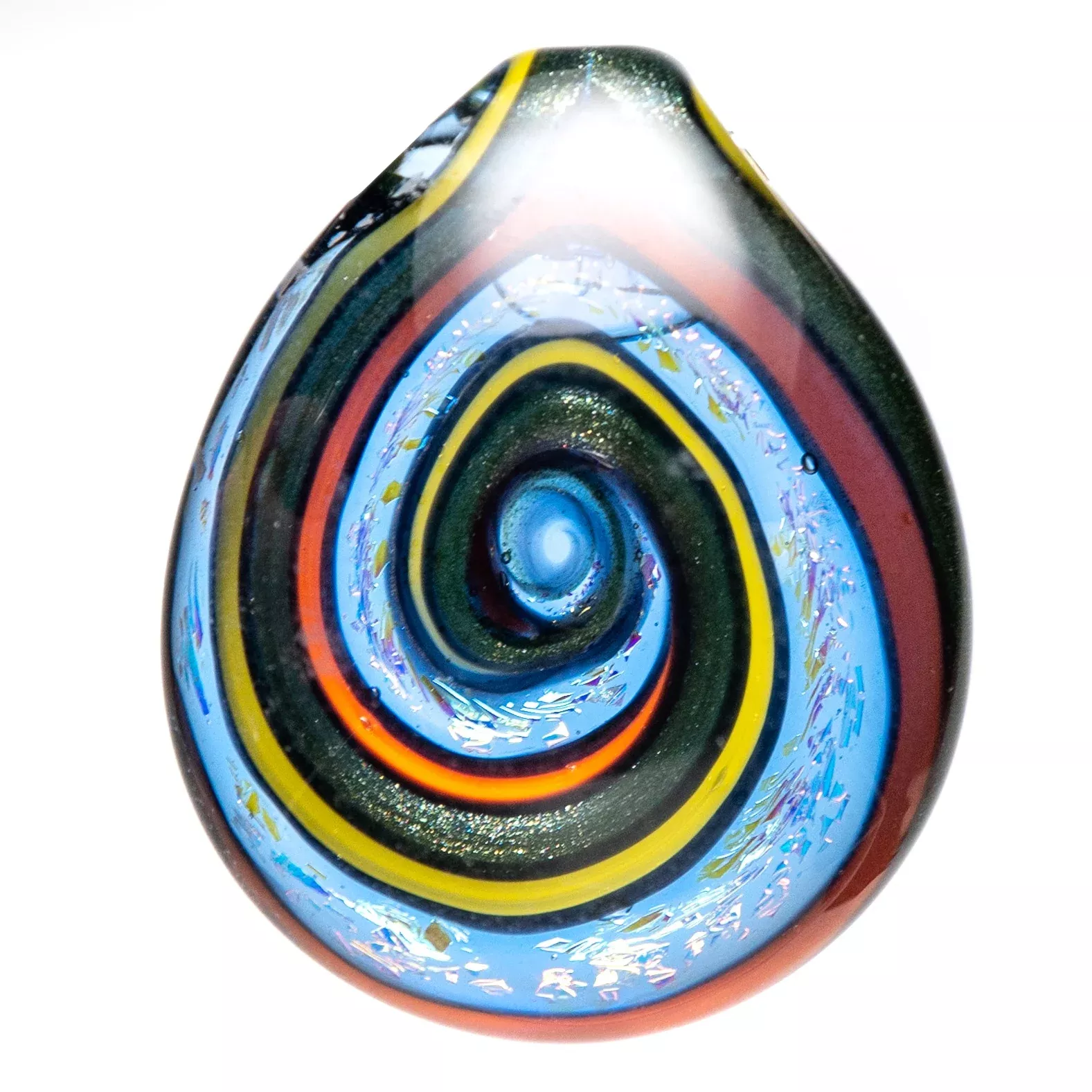 Dichro Swirl Pendant - Yellow, Orange & Steelwool