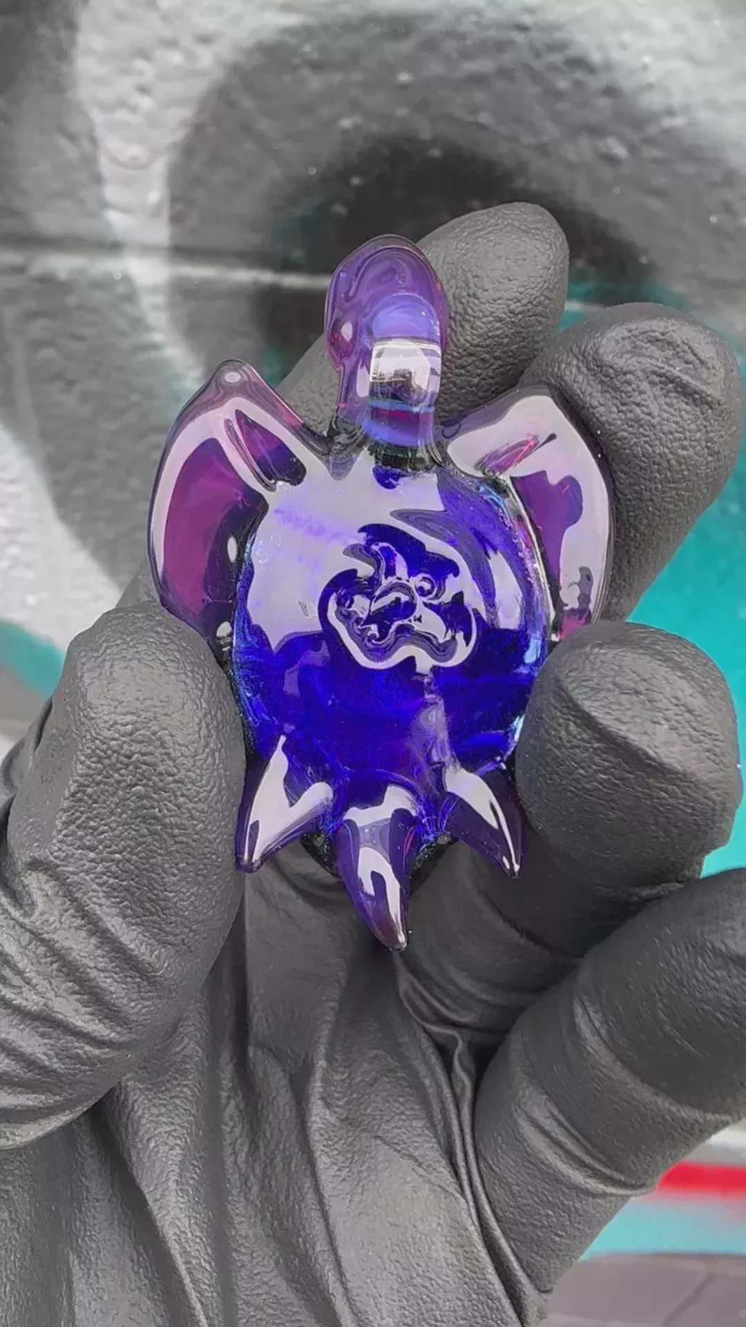 Dichroic & Telemagenta Sea Turtle Pendant by Turtle Time Glass