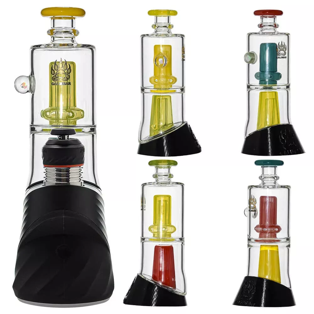 Double Perc Puffco Peak OG & Pro Glass Attachment Encased W/ Opal | Calibear