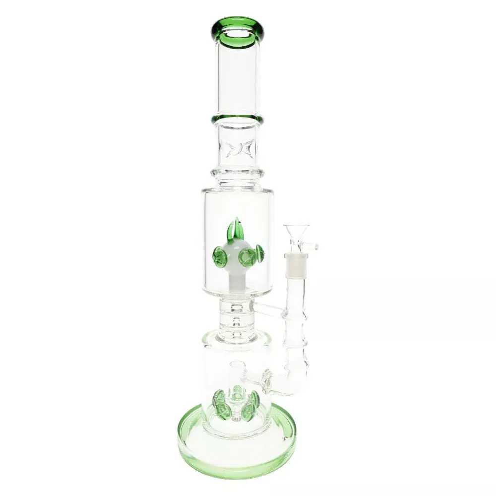 Dual Drum Perc Stemless Bong Twin Tower 17″