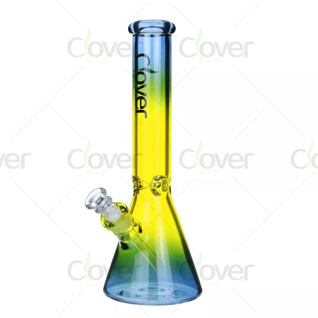 Dual-Tone Gradient 14mm Female Glass Beaker Bong – 13.77-Inch with Durable 7mm Glass