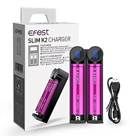 Efest Slim K2 Charger – Dual Port 18650 Battery Charger with LED Indicators