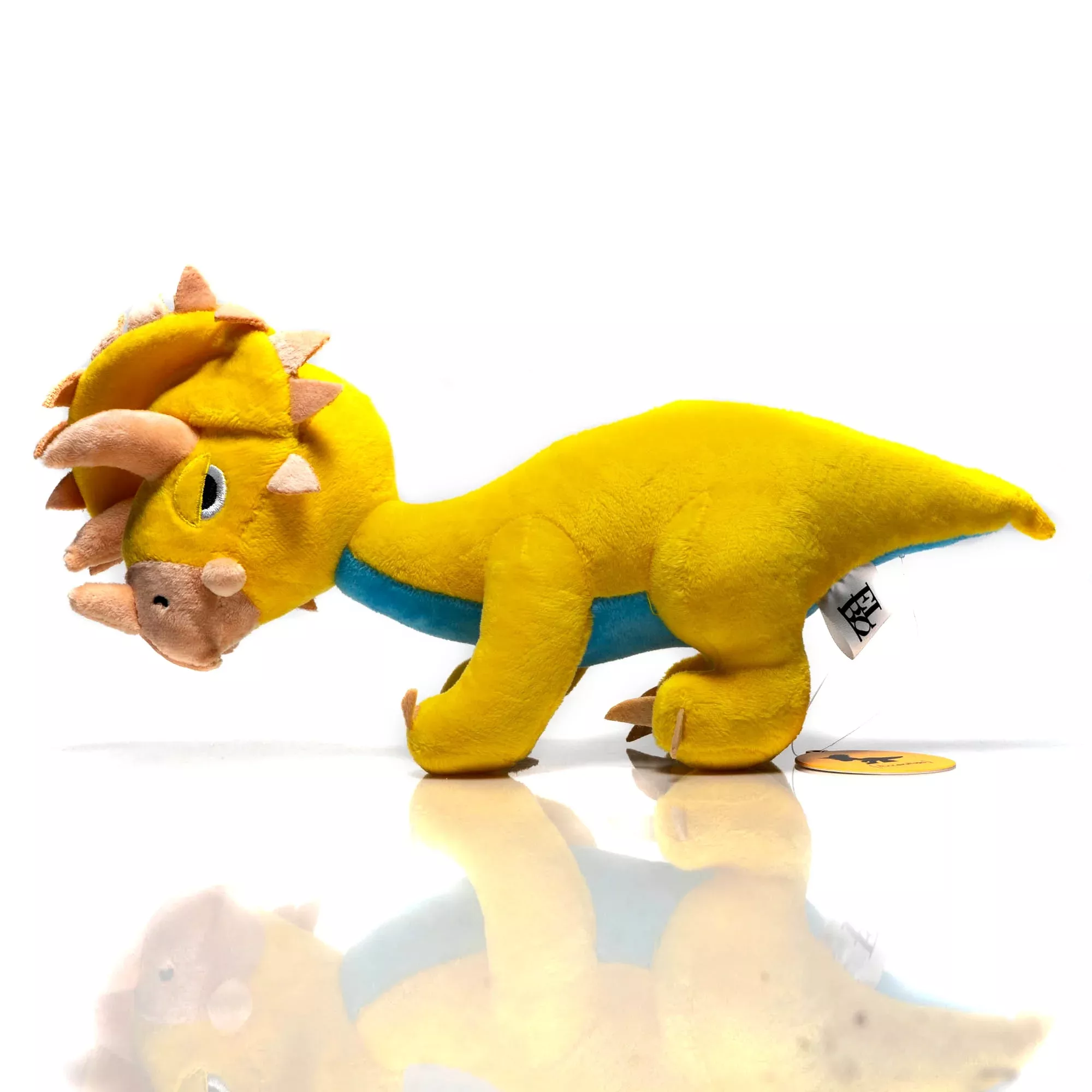 Elbo - Mini Plushie - Triceratops - Yellow & Blue