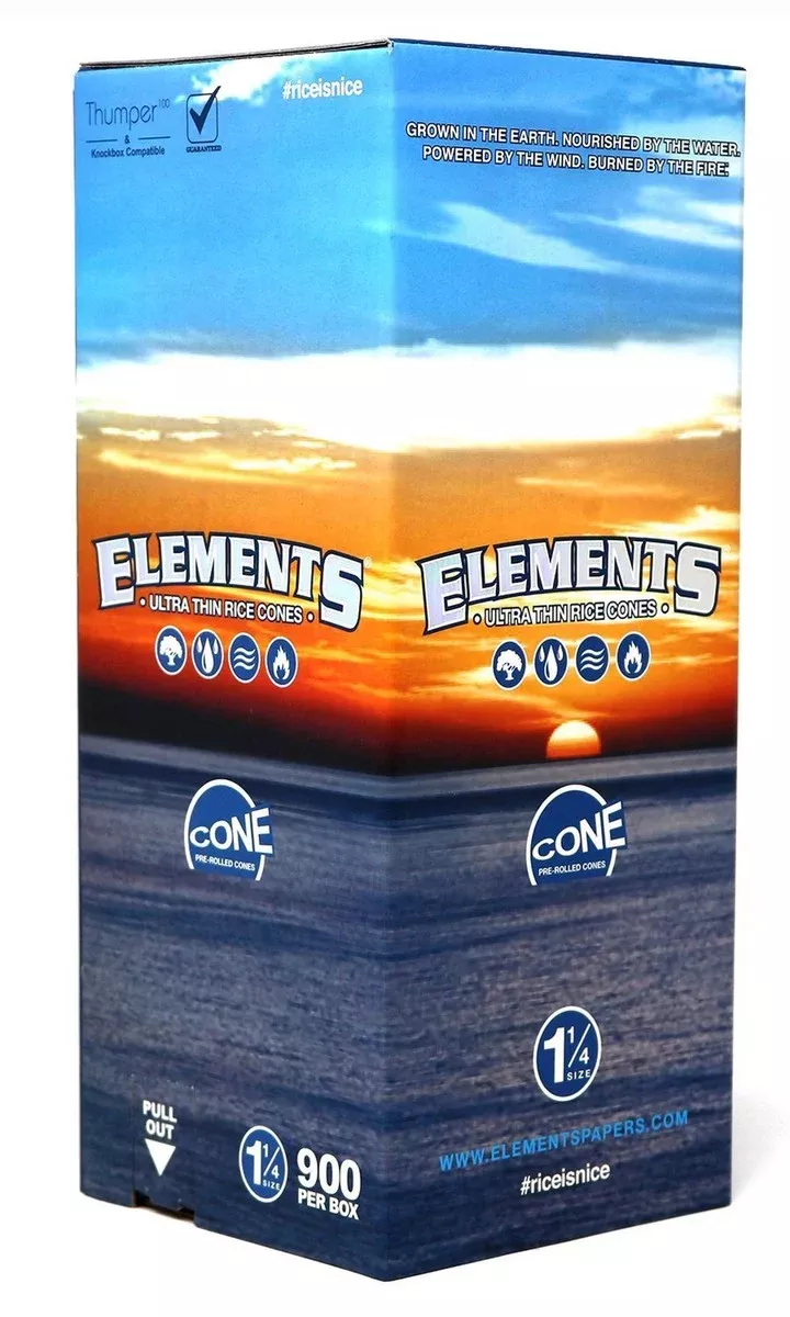 Elements 1 1/4 Size Pre-Rolled Cones – 900ct Bulk Box
