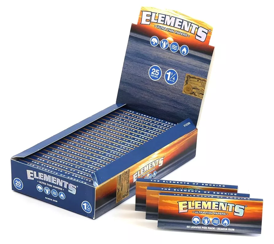 Elements 1 1/4 Size Ultra-Thin Rice Rolling Papers – 25pk Display