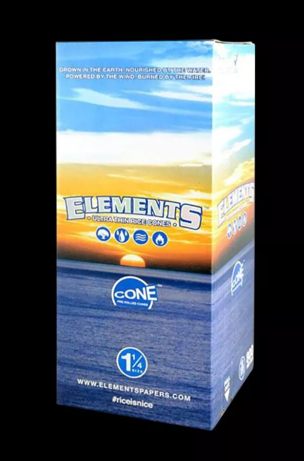 Elements Rice 1 1/4″ Pre-Rolled Cones – 900pc Bulk Box