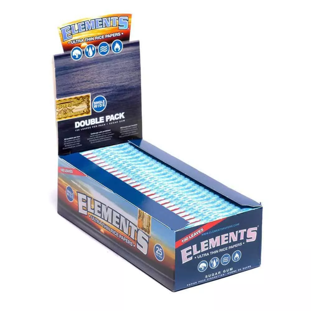 Elements Single Wide Double Pack – 100ct Rice Papers 25pk Box