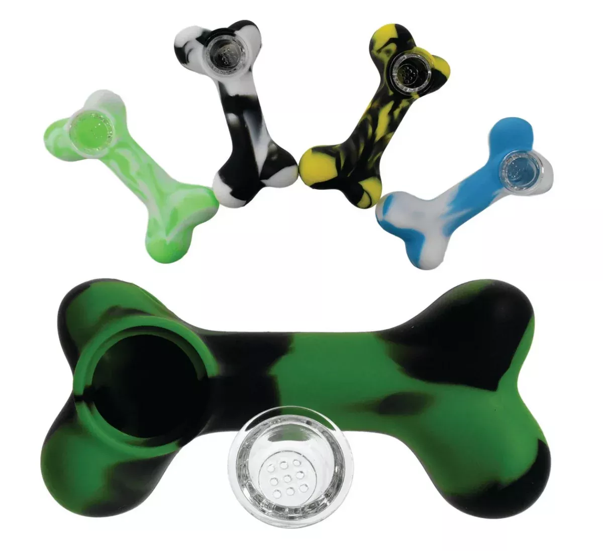 Encore Glass Silicone Doggy Bone Bowl - Durable and Fun Design