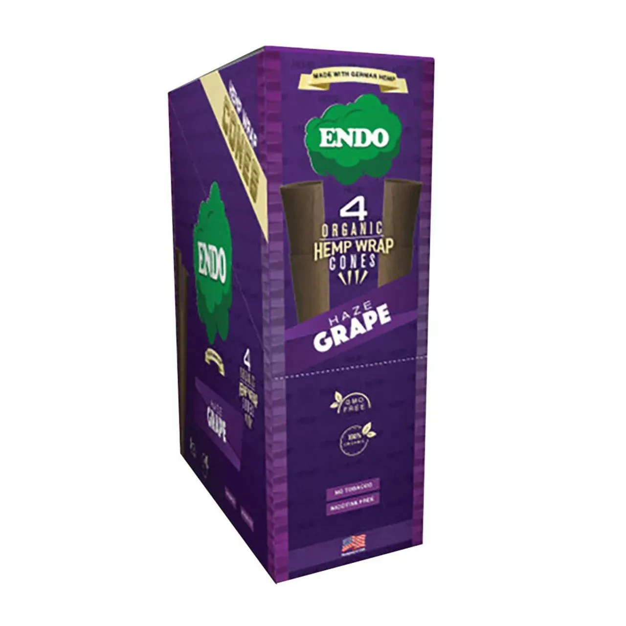 Endo Organic Hemp Wrap Cones – 4-Pack (15ct Display Box)