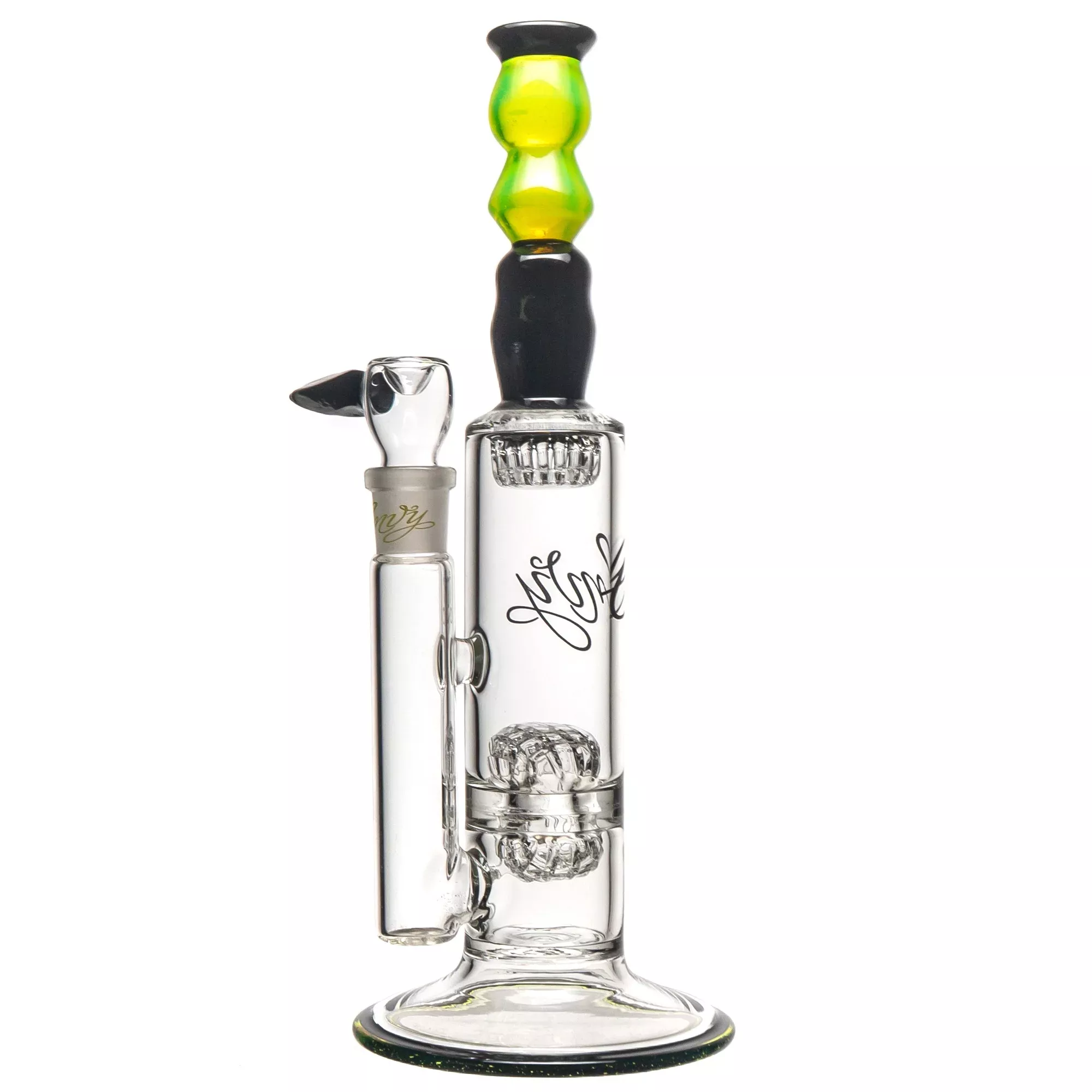 Envy Glass - Double Waffle Perc - Black & Slyme w / Black Label