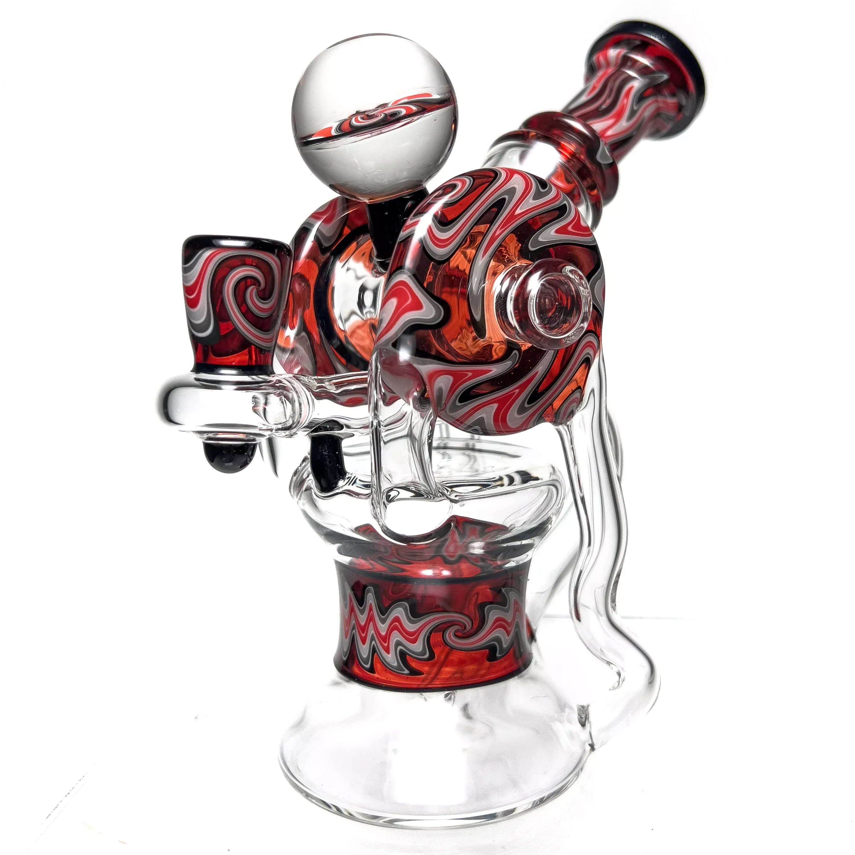 Ery x Santa Cruz Glass - Worked Double Recycler - Mini - Red Elvis, Red & Grey