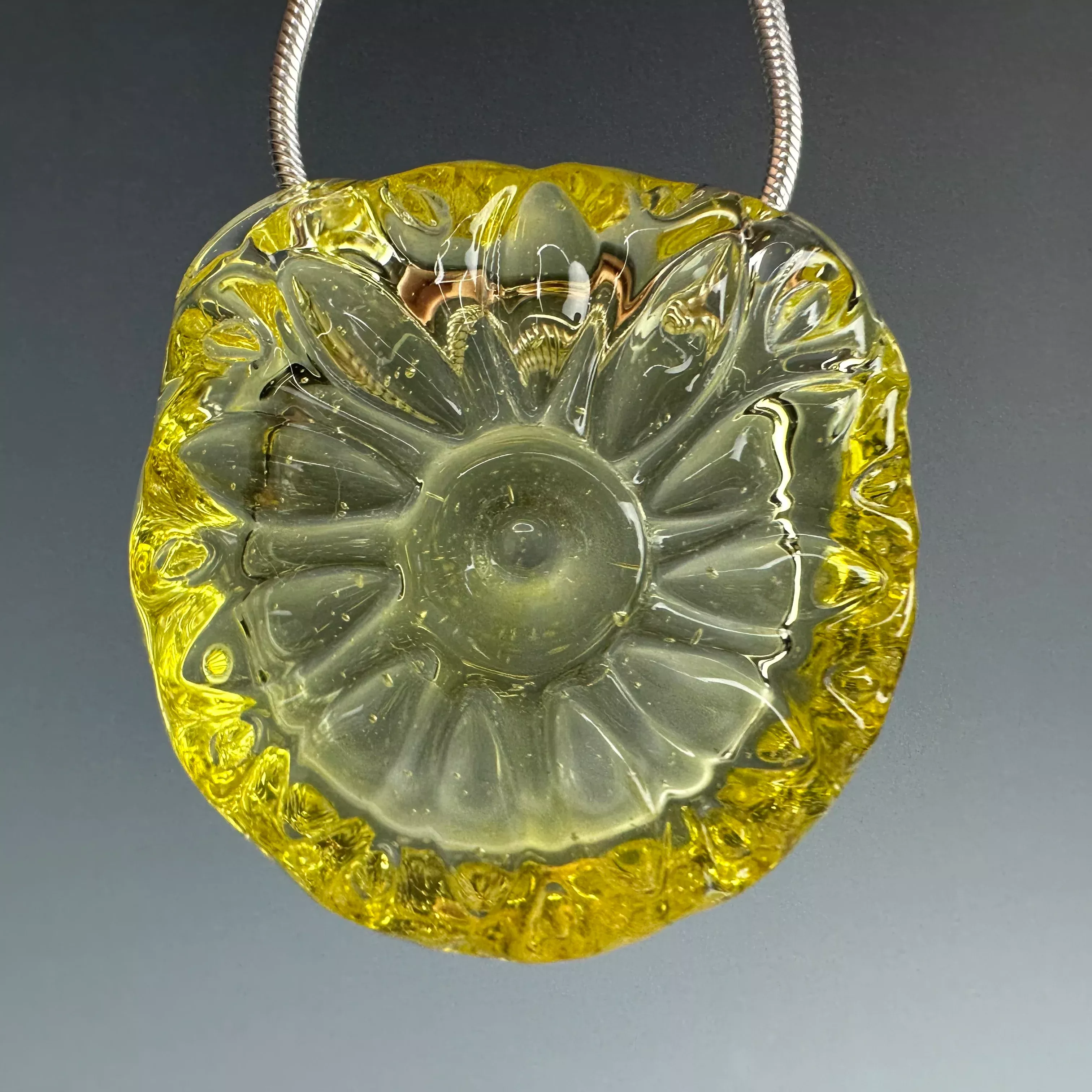 "Exp. Transparent Yellow" Stamped Pendant by Zara Capps