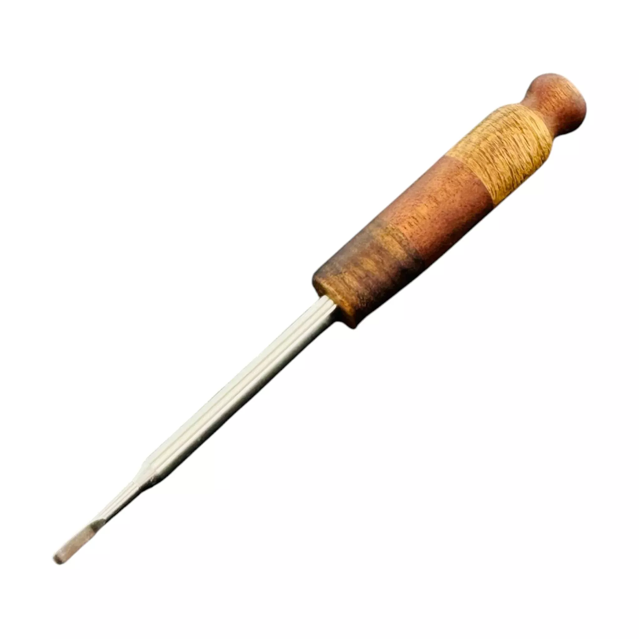 Flat End Titanium Dab Tool With Wood Turned Handle