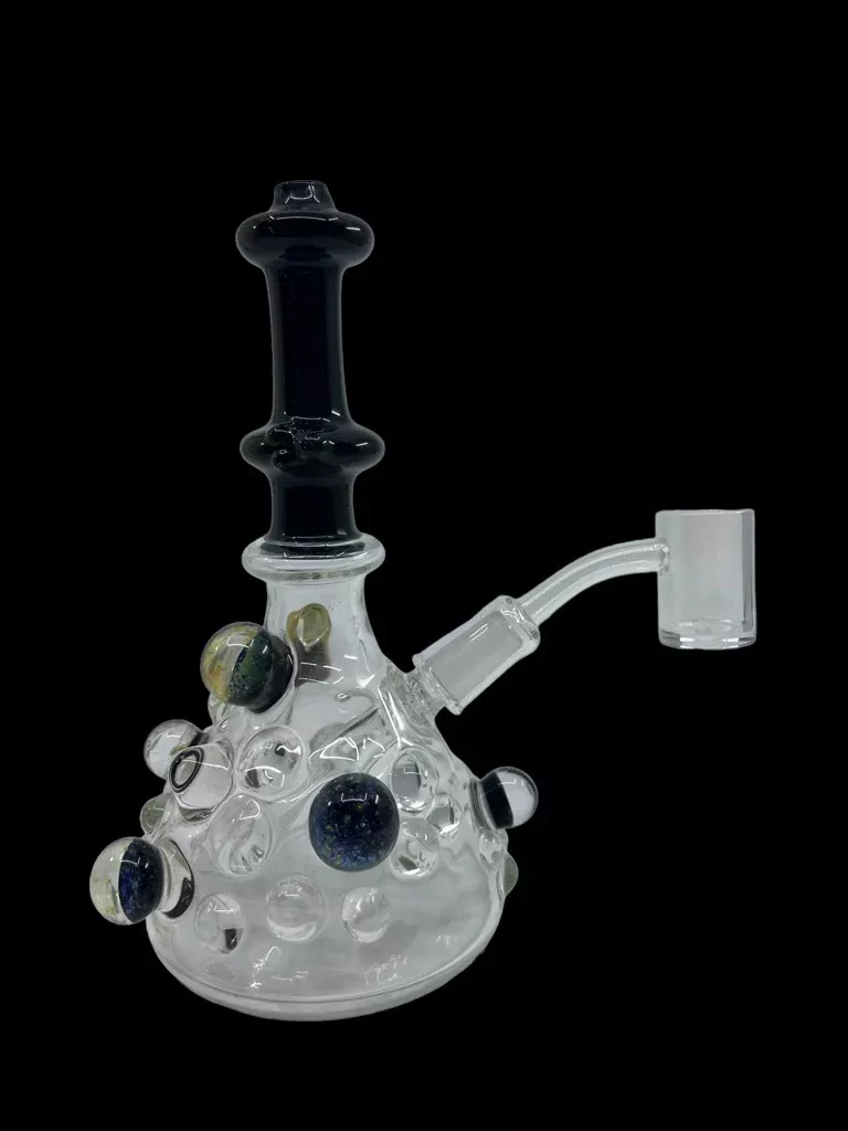 Floating Galaxy Marble Beaker - Artistic Glass Water Pipe with Cosmic Design