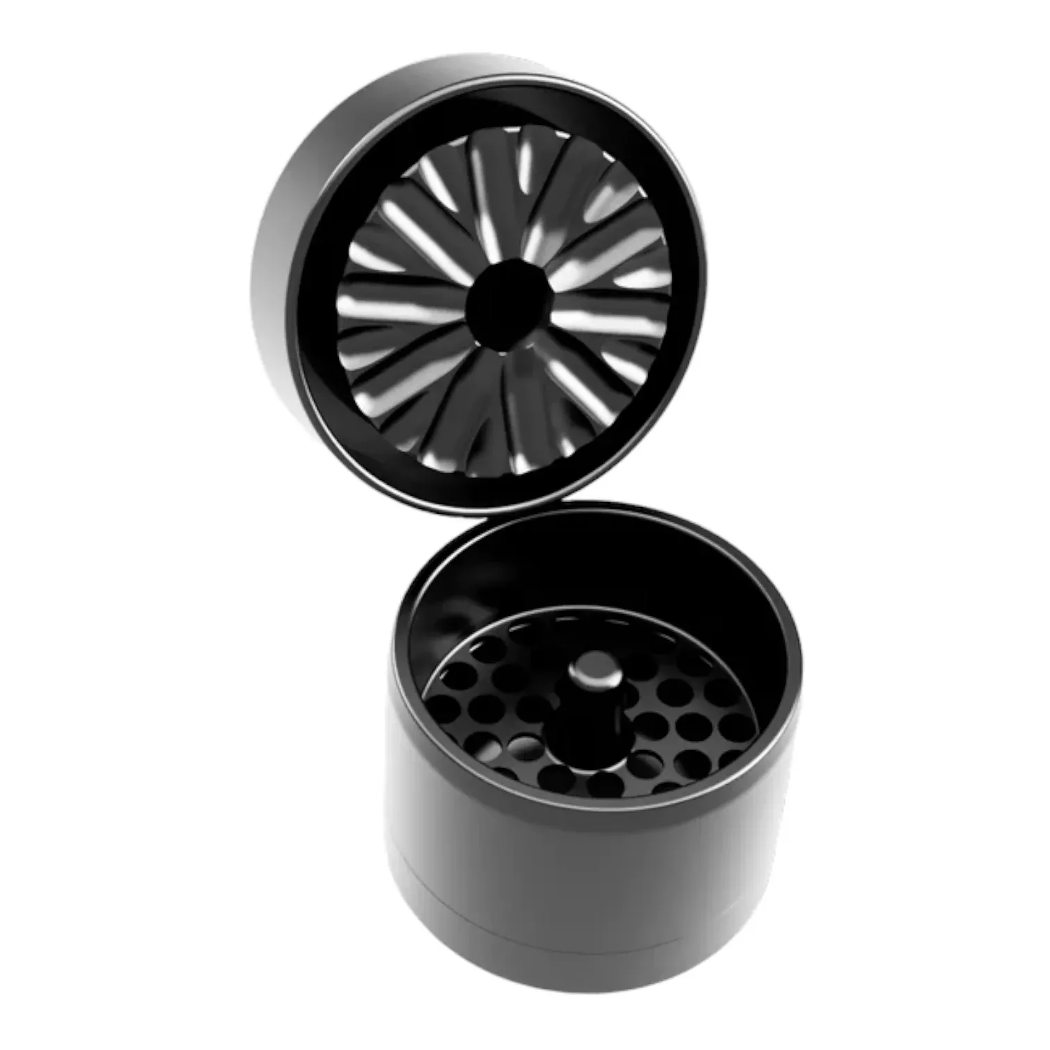 Flower Mill Grinder - Mini Aluminum 3 Piece Flower Mill Herb Grinder - Black